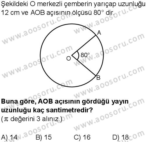 Matematik 6 Dersi 2025-2026 yılı 1. Dönem sınavı 10. Soru