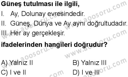 Fen Bilimleri 6 Dersi 2025-2026 yılı 1. Dönem sınavı 2. Soru