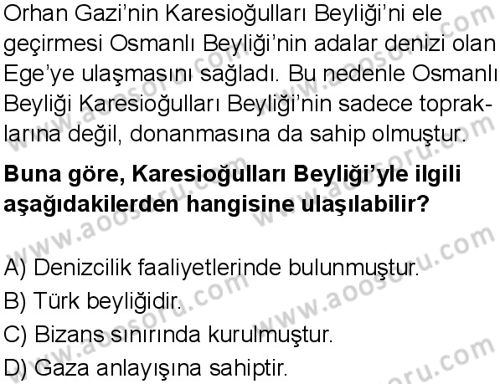 Sosyal Bilgiler 7 Dersi 2025-2026 yılı 1. Dönem sınavı 3. Soru