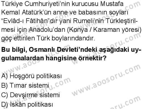 Sosyal Bilgiler 7 Dersi 2025-2026 yılı 1. Dönem sınavı 4. Soru