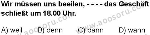 Almanca 7 Dersi 2025-2026 yılı 1. Dönem sınavı 2. Soru