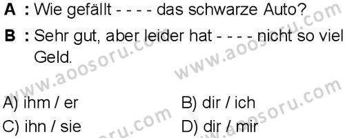 Almanca 7 Dersi 2025-2026 yılı 1. Dönem sınavı 4. Soru