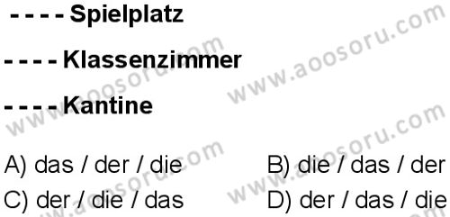 Almanca 7 Dersi 2025-2026 yılı 1. Dönem sınavı 5. Soru