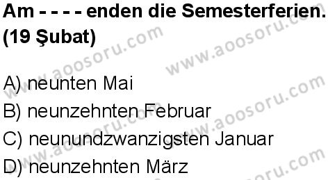 Almanca 7 Dersi 2025-2026 yılı 1. Dönem sınavı 6. Soru