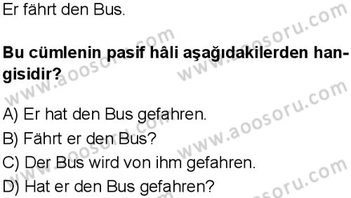Almanca 7 Dersi 2025-2026 yılı 1. Dönem sınavı 9. Soru