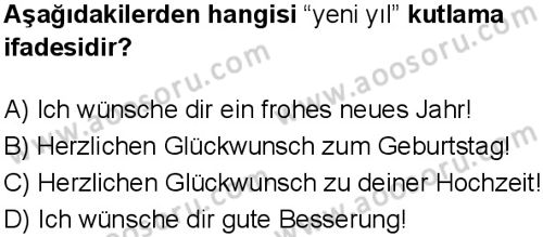 Almanca 7 Dersi 2025-2026 yılı 1. Dönem sınavı 10. Soru