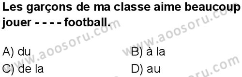 Fransızca 7 Dersi 2025-2026 yılı 1. Dönem sınavı 1. Soru