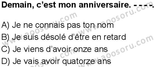 Fransızca 7 Dersi 2025-2026 yılı 1. Dönem sınavı 5. Soru