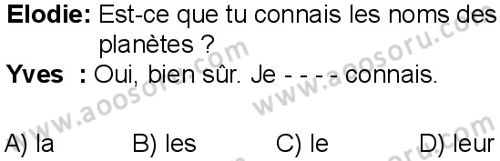 Fransızca 7 Dersi 2025-2026 yılı 1. Dönem sınavı 9. Soru
