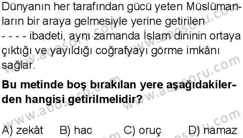 Din Kültürü ve Ahlak Bilgisi 7 Dersi 2025-2026 yılı 1. Dönem sınavı 3. Soru