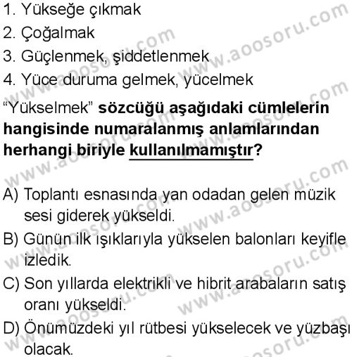 Türkçe 8 Dersi 2025-2026 yılı 1. Dönem sınavı 1. Soru