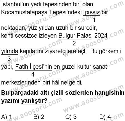 Türkçe 8 Dersi 2025-2026 yılı 1. Dönem sınavı 6. Soru
