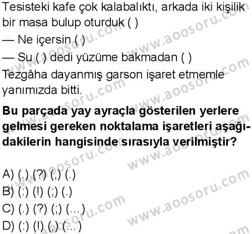 Türkçe 8 Dersi 2025-2026 yılı 1. Dönem sınavı 7. Soru