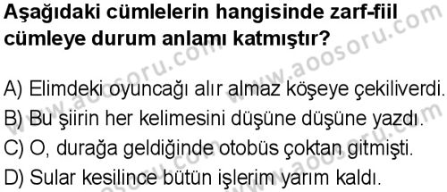 Türkçe 8 Dersi 2025-2026 yılı 1. Dönem sınavı 8. Soru