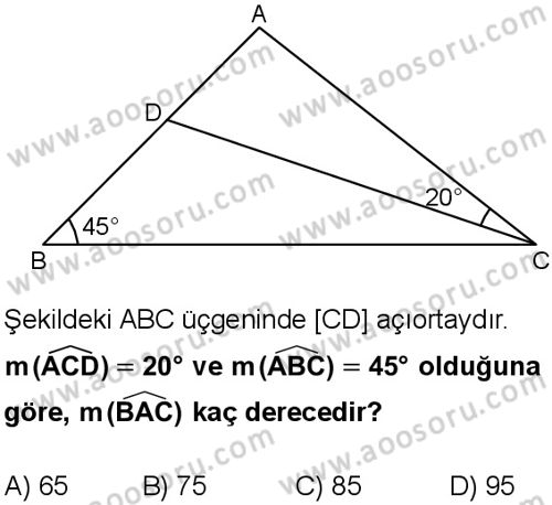 Matematik 8 Dersi 2025-2026 yılı 1. Dönem sınavı 7. Soru