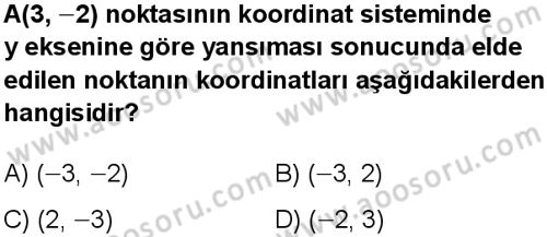 Matematik 8 Dersi 2025-2026 yılı 1. Dönem sınavı 8. Soru
