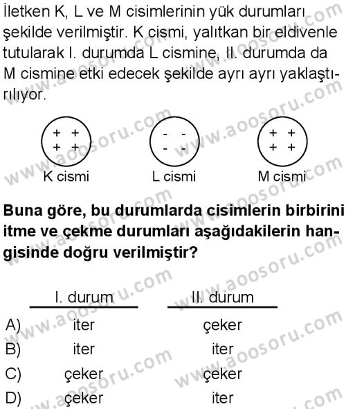 Fen Bilimleri 8 Dersi 2025-2026 yılı 1. Dönem sınavı 5. Soru