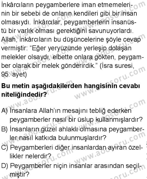 Din Kültürü ve Ahlak Bilgisi 6 Dersi 2025-2026 yılı 3. Dönem sınavı 1. Soru