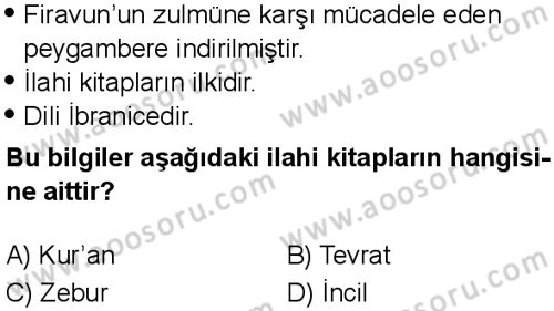 Din Kültürü ve Ahlak Bilgisi 6 Dersi 2025-2026 yılı 3. Dönem sınavı 2. Soru