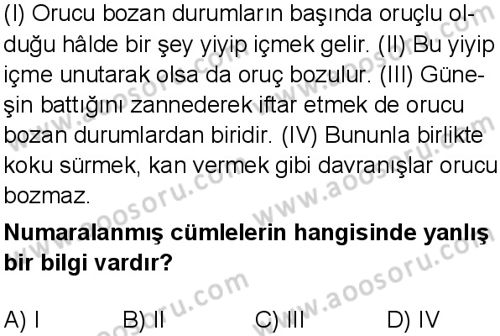 Din Kültürü ve Ahlak Bilgisi 6 Dersi 2025-2026 yılı 3. Dönem sınavı 4. Soru