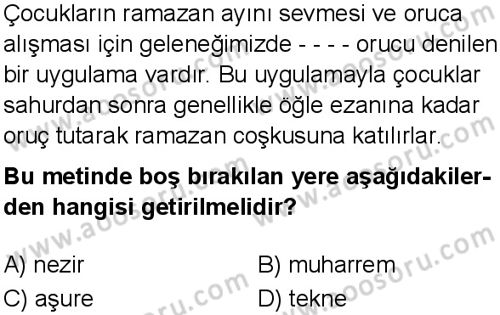 Din Kültürü ve Ahlak Bilgisi 6 Dersi 2025-2026 yılı 3. Dönem sınavı 10. Soru
