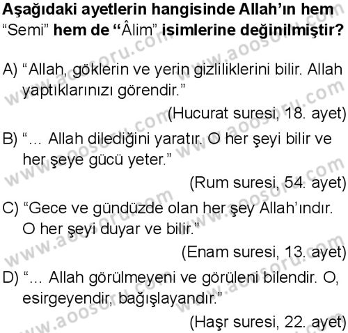 Din Kültürü ve Ahlak Bilgisi 5 Dersi 2025-2026 yılı 3. Dönem sınavı 1. Soru