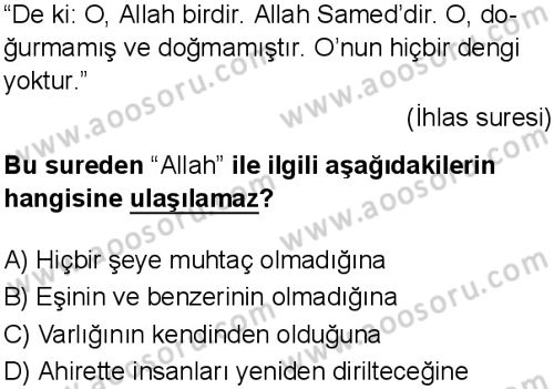Din Kültürü ve Ahlak Bilgisi 5 Dersi 2025-2026 yılı 3. Dönem sınavı 2. Soru