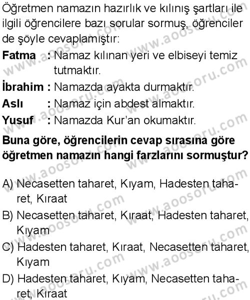 Din Kültürü ve Ahlak Bilgisi 5 Dersi 2025-2026 yılı 3. Dönem sınavı 3. Soru