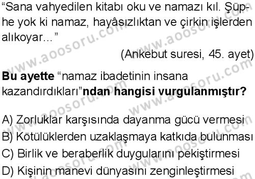Din Kültürü ve Ahlak Bilgisi 5 Dersi 2025-2026 yılı 3. Dönem sınavı 4. Soru