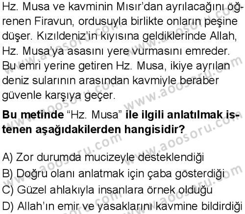 Din Kültürü ve Ahlak Bilgisi 5 Dersi 2025-2026 yılı 3. Dönem sınavı 8. Soru