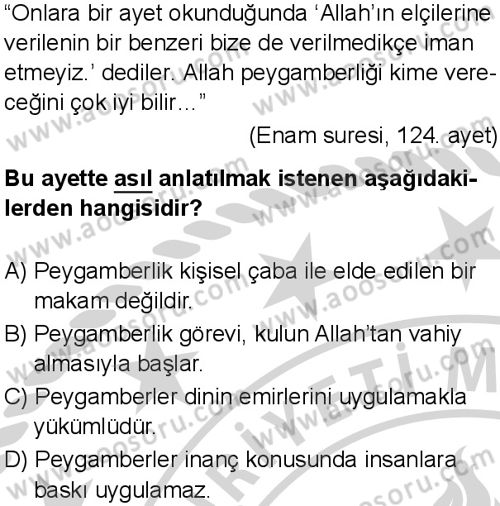 Din Kültürü ve Ahlak Bilgisi 6 Dersi 2025-2026 yılı 2. Dönem sınavı 2. Soru