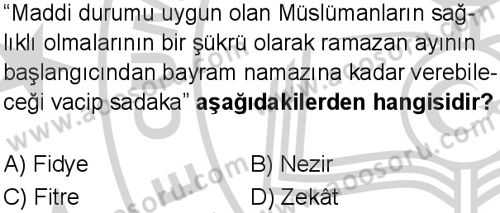 Din Kültürü ve Ahlak Bilgisi 6 Dersi 2025-2026 yılı 2. Dönem sınavı 3. Soru