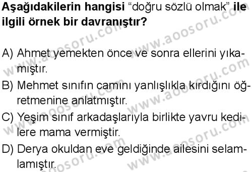 Din Kültürü ve Ahlak Bilgisi 6 Dersi 2025-2026 yılı 2. Dönem sınavı 5. Soru