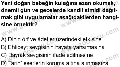 Din Kültürü ve Ahlak Bilgisi 6 Dersi 2025-2026 yılı 2. Dönem sınavı 9. Soru