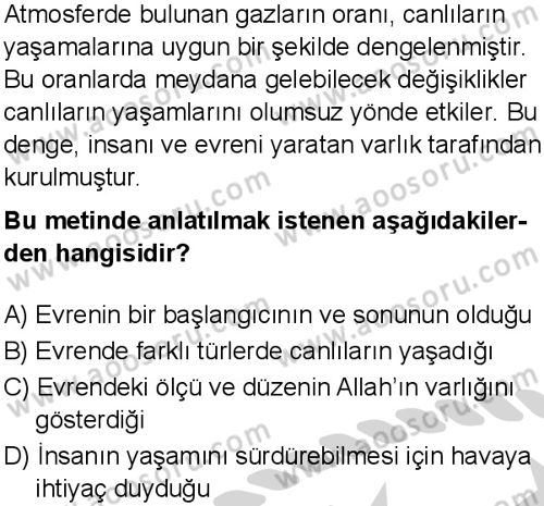 Din Kültürü ve Ahlak Bilgisi 5 Dersi 2025-2026 yılı 2. Dönem sınavı 2. Soru
