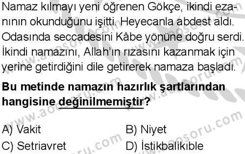 Din Kültürü ve Ahlak Bilgisi 5 Dersi 2025-2026 yılı 2. Dönem sınavı 4. Soru