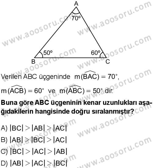 Matematik 8 Dersi 2018-2019 yılı 1. Dönem sınavı 14. Soru Matematik 8 Dersi 2018-2019 yılı 1. Dönem sınavı 14. Soru