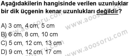 Matematik 8 Dersi 2018-2019 yılı 1. Dönem sınavı 16. Soru Matematik 8 Dersi 2018-2019 yılı 1. Dönem sınavı 16. Soru