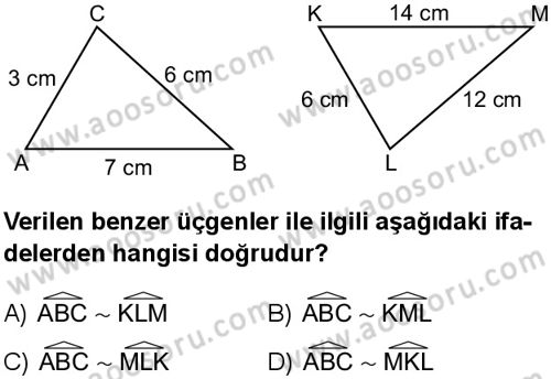 Matematik 8 Dersi 2018-2019 yılı 1. Dönem sınavı 17. Soru Matematik 8 Dersi 2018-2019 yılı 1. Dönem sınavı 17. Soru