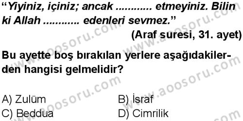 Din Kültürü ve Ahlak Bilgisi 5 Dersi 2013-2014 yılı 3. Dönem sınavı 11. Soru Din Kültürü ve Ahlak Bilgisi 5 Dersi 2013-2014 yılı 3. Dönem sınavı 11. Soru