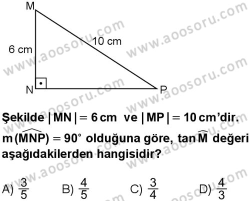 Matematik 8 Dersi 2015-2016 yılı 1. Dönem sınavı 19. Soru Matematik 8 Dersi 2015-2016 yılı 1. Dönem sınavı 19. Soru