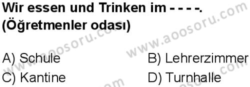 Almanca 5 Dersi 2018-2019 yılı 3. Dönem sınavı 11. Soru Almanca 5 Dersi 2018-2019 yılı 3. Dönem sınavı 11. Soru