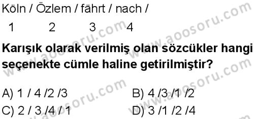 Almanca 5 Dersi 2018-2019 yılı 3. Dönem sınavı 20. Soru Almanca 5 Dersi 2018-2019 yılı 3. Dönem sınavı 20. Soru